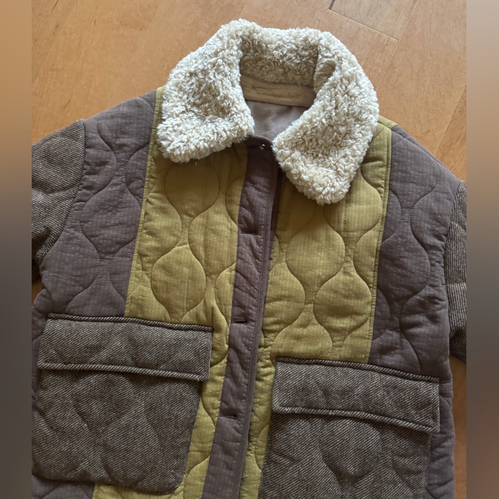 Amente Quilted Brown And Tan Patchwork Women's Co… - image 2